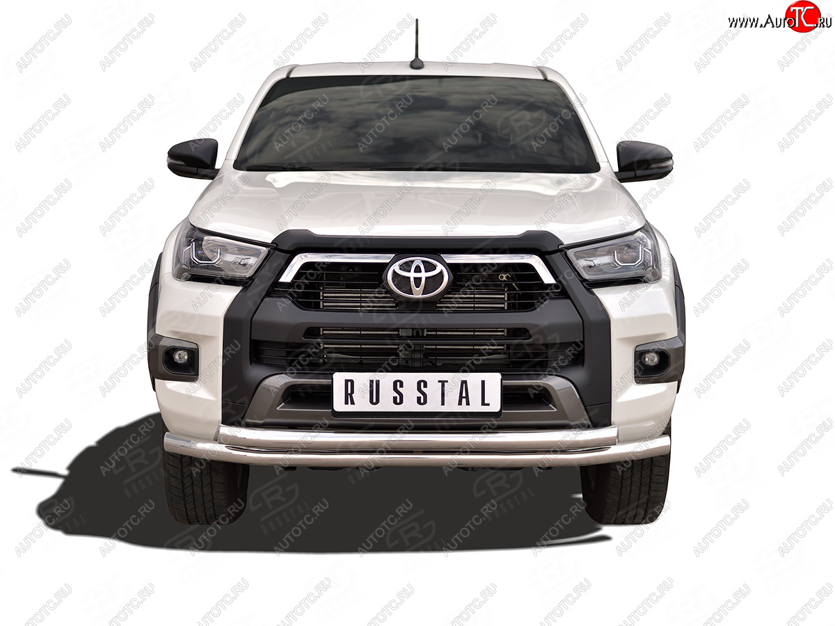 22 299 р. Защита переднего бампера (2 трубы Ø63 мм, нержавейка, BLACK ONYX) SLITKOFF  Toyota Hilux  AN120 (2020-2025) 2-ой рестайлинг  с доставкой в г. Воронеж