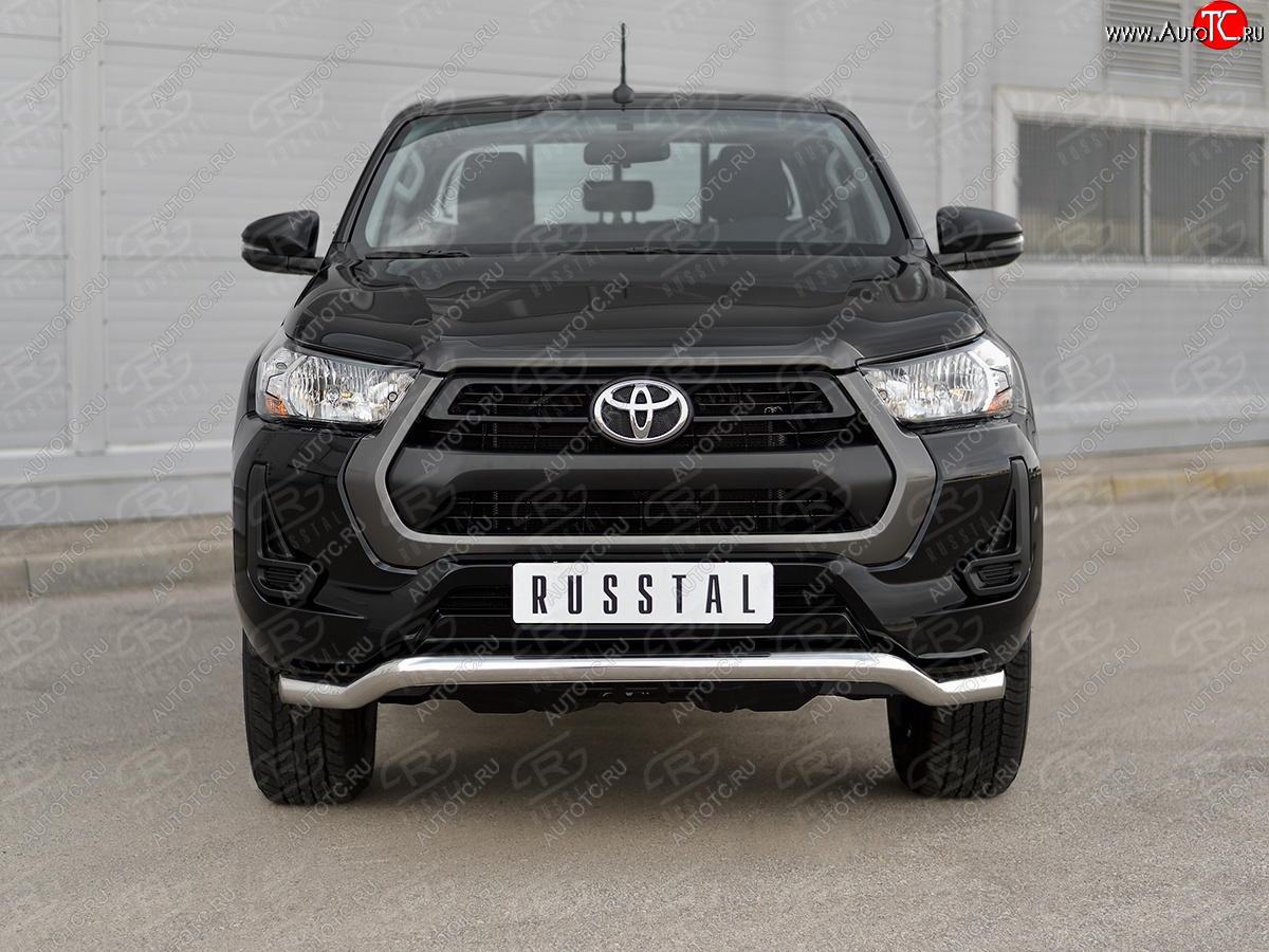 16 899 р. Защита переднего бампера (Ø63 мм волна) SLITKOFF  Toyota Hilux  AN120 (2020-2025) 2-ой рестайлинг (полированная нержавейка)  с доставкой в г. Воронеж