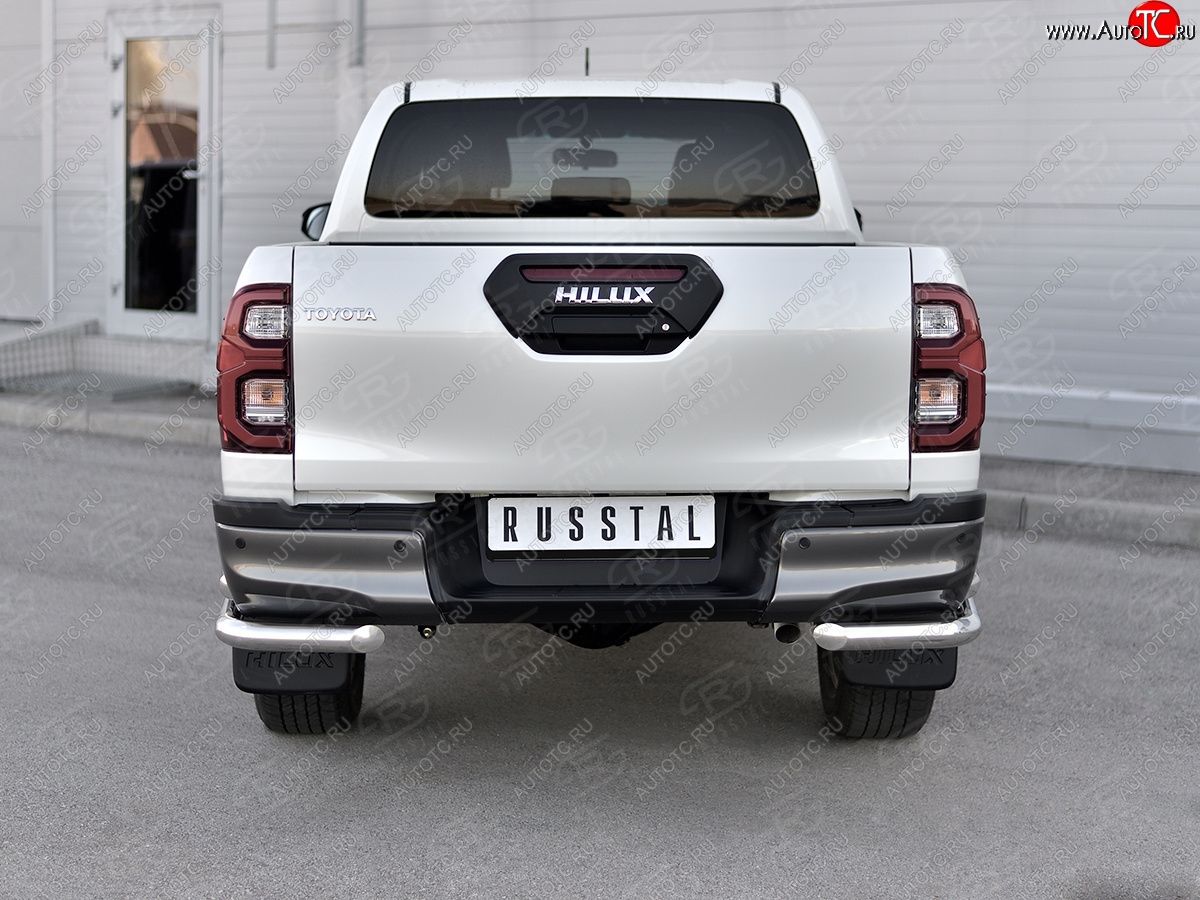 21 349 р. Защита заднего бампера (Ø63 мм, нержавейка, BLACK ONYX) SLITKOFF  Toyota Hilux  AN120 (2020-2025) 2-ой рестайлинг  с доставкой в г. Воронеж