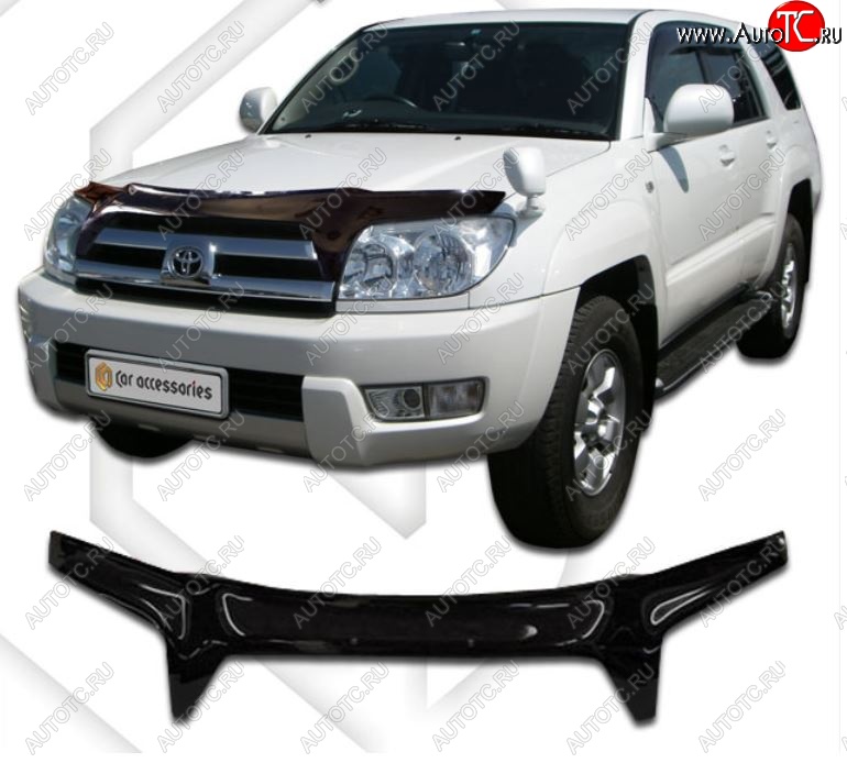 2 599 р. Дефлектор капота (N215) CA-Plastiс  Toyota Hilux Surf  N210 (2002-2005) дорестайлинг (Classic черный, Без надписи)  с доставкой в г. Воронеж