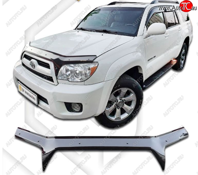 2 599 р. Дефлектор капота (GRN215W, TRN210W, TRN215W) CA-Plastiс  Toyota Hilux Surf  N210 (2005-2009) рестайлинг (Classic черный, Без надписи)  с доставкой в г. Воронеж