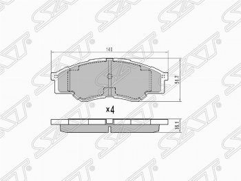 719 р. Колодки тормозные (передние) (короткая база) SAT Toyota Hilux AN10,AN20 дорестайлинг (2004-2008)  с доставкой в г. Воронеж. Увеличить фотографию 1