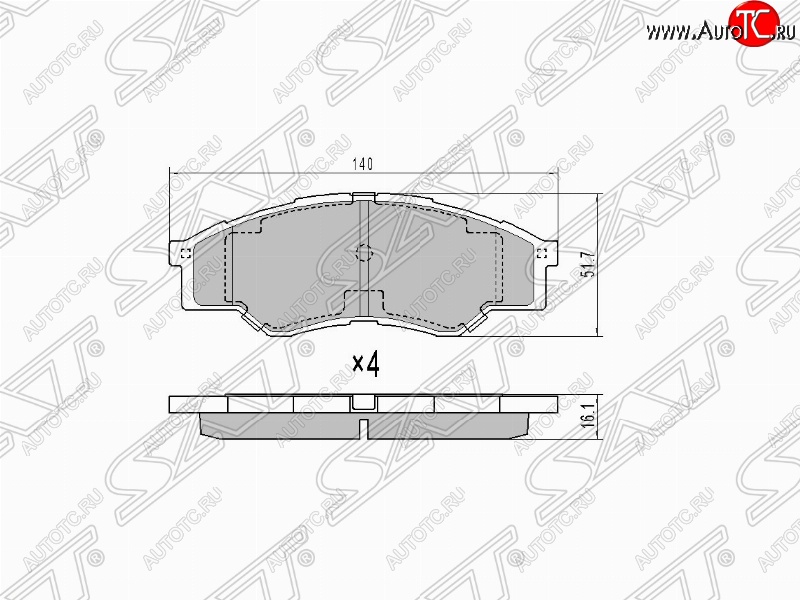 719 р. Колодки тормозные (передние) (короткая база) SAT Toyota Hilux AN10,AN20 дорестайлинг (2004-2008)  с доставкой в г. Воронеж