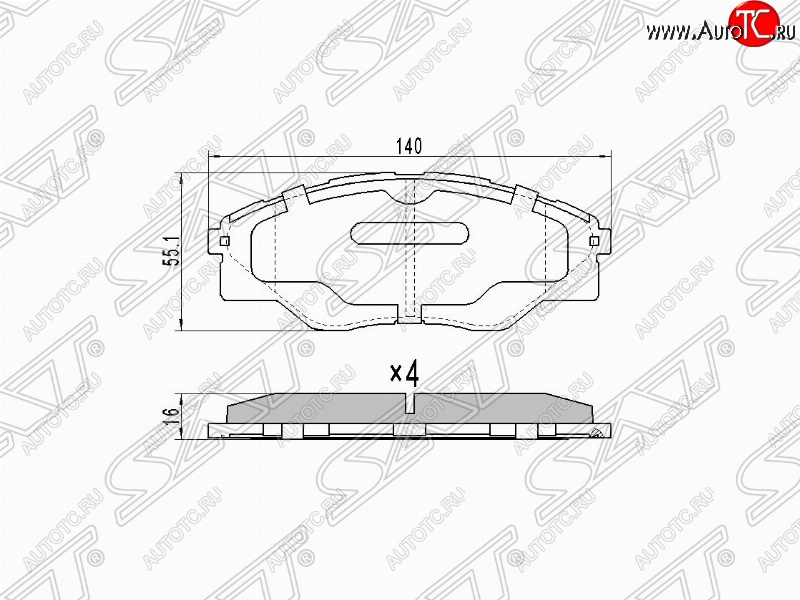 262 р. Колодки тормозные (передние) SAT  Toyota Hilux  AN10,AN20 (2004-2011) дорестайлинг, 1-ый рестайлинг  с доставкой в г. Воронеж