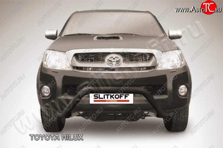 24 849 р. Кенгурятник d76 низкий широкий мини Slitkoff  Toyota Hilux  AN10,AN20 (2008-2011) 1-ый рестайлинг (Цвет: серебристый)  с доставкой в г. Воронеж