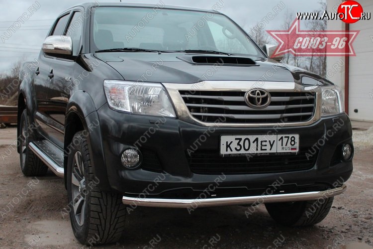 12 959 р. Защита переднего бампера одинарная Souz-96 (d60) Toyota Hilux AN20,AN30  2-ой рестайлинг (2011-2016)  с доставкой в г. Воронеж