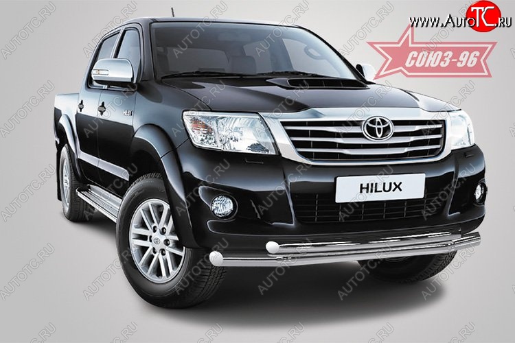 25 289 р. Защита переднего бампера двойная Souz-96 (d76/60) V1 Toyota Hilux AN20,AN30  2-ой рестайлинг (2011-2016)  с доставкой в г. Воронеж
