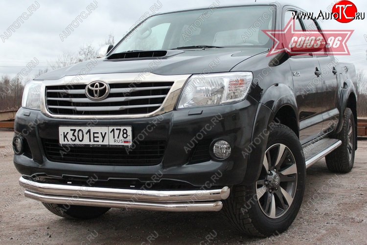 9 629 р. Защита переднего бампера двойная Souz-96 (d76/60) Toyota Hilux AN20,AN30  2-ой рестайлинг (2011-2016)  с доставкой в г. Воронеж