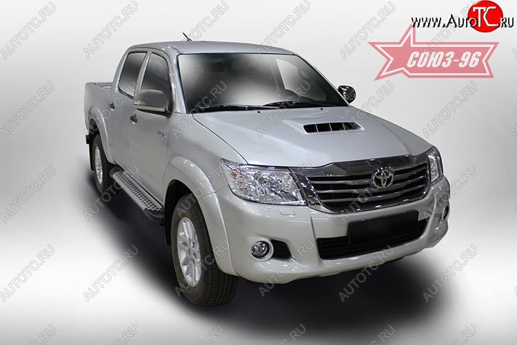 9 899 р. Пороги из алюминиевого профиля Souz-96 Toyota Hilux AN20,AN30  2-ой рестайлинг (2011-2016)  с доставкой в г. Воронеж