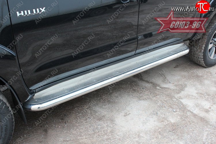 21 689 р. Защита порогов с листом Souz-96 (d60). Toyota Hilux AN10,AN20 дорестайлинг (2004-2008)  с доставкой в г. Воронеж