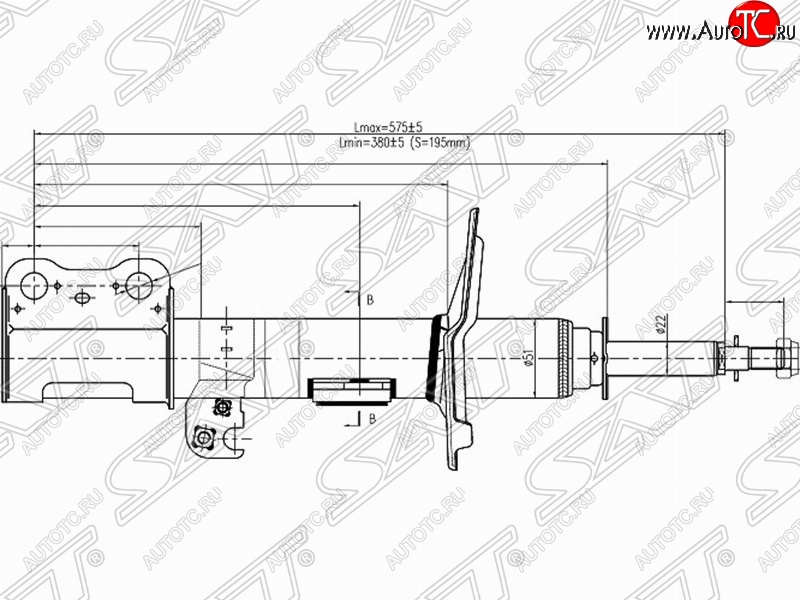 3 599 р. Правый амортизатор передний SAT Toyota Ipsum ACM20 дорестайлинг (2001-2003)  с доставкой в г. Воронеж