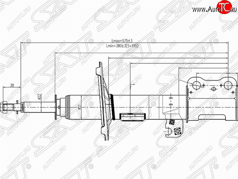 3 799 р. Левый амортизатор передний SAT Toyota Ipsum ACM20 дорестайлинг (2001-2003)  с доставкой в г. Воронеж