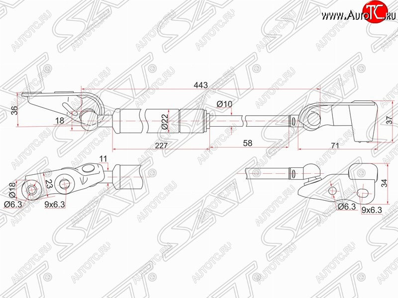 1 199 р. Левый газовый упор крышки багажника SAT Toyota Ipsum ACM20 дорестайлинг (2001-2003)  с доставкой в г. Воронеж