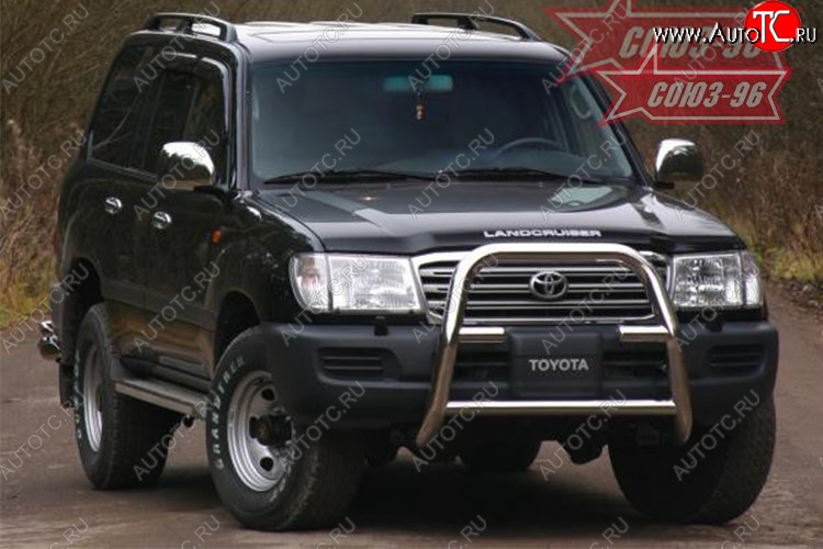 23 039 р. Защита переднего бампера под лебедку Souz-96 (d76) Toyota Land Cruiser 100 дорестайлинг (1998-2002)  с доставкой в г. Воронеж