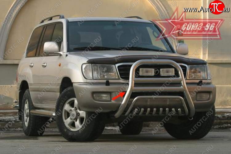 26 819 р. Защита переднего бампера Souz-96 (d76 и 51) Toyota Land Cruiser 100 дорестайлинг (1998-2002)  с доставкой в г. Воронеж