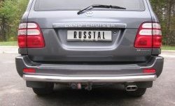 Одинарная защита заднего бампера из трубы диаметром 76 мм SLITKOFF Toyota Land Cruiser 10 100 дорестайлинг (1998-2002)
