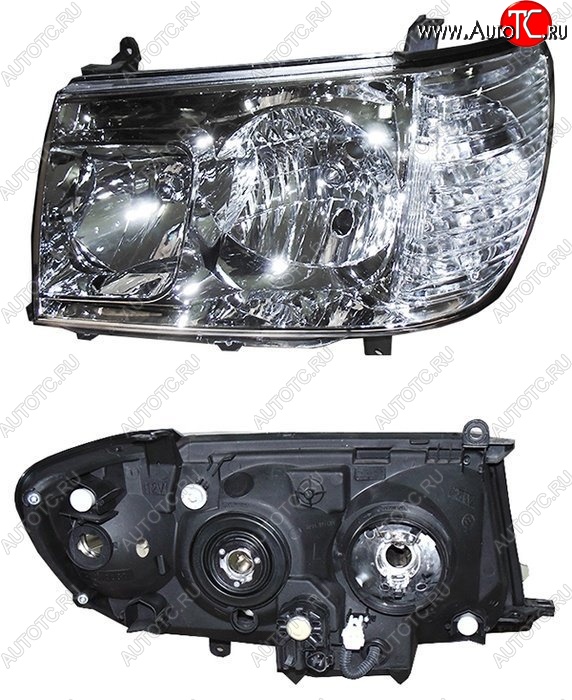 4 399 р. Левая фара SAT (левый руль, цельная, под корректор, под ксенон) Toyota Land Cruiser 10 100 2-ой рестайлинг (2005-2007)  с доставкой в г. Воронеж
