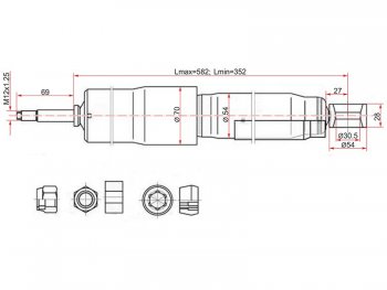 2 499 р. Амортизатор задний LH=RH SAT  Toyota Land Cruiser ( 80,  J105) (1989-2007)  с доставкой в г. Воронеж. Увеличить фотографию 1