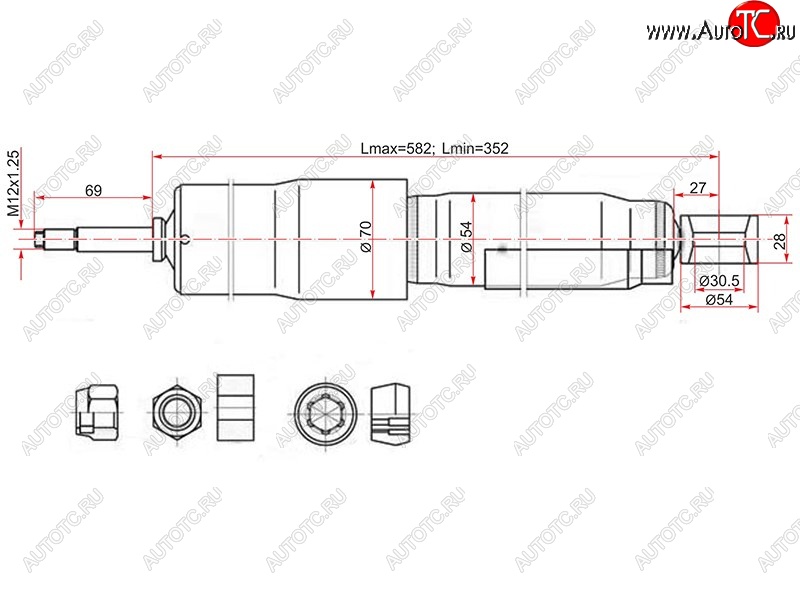 2 499 р. Амортизатор задний LH=RH SAT  Toyota Land Cruiser ( 80,  J105) (1989-2007)  с доставкой в г. Воронеж