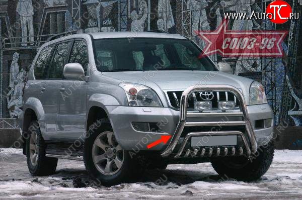 26 009 р. Защита переднего бампера Souz-96 (d76 и 51) Toyota Land Cruiser Prado J120 (2002-2009)  с доставкой в г. Воронеж