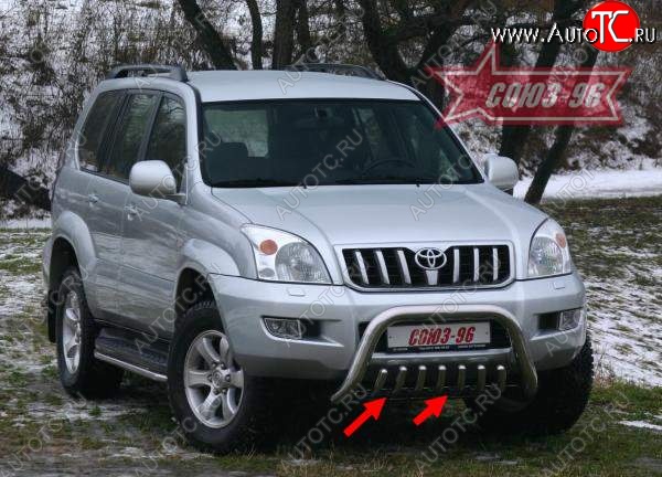 14 264 р. Защита переднего бампера нижняя Souz-96 Toyota Land Cruiser Prado J120 (2002-2009)  с доставкой в г. Воронеж