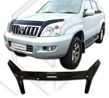 2 899 р. Дефлектор капота CA-Plastic exclusive Toyota Land Cruiser Prado J120 (2002-2009) (серия Classic черный, Без надписи)  с доставкой в г. Воронеж. Увеличить фотографию 2