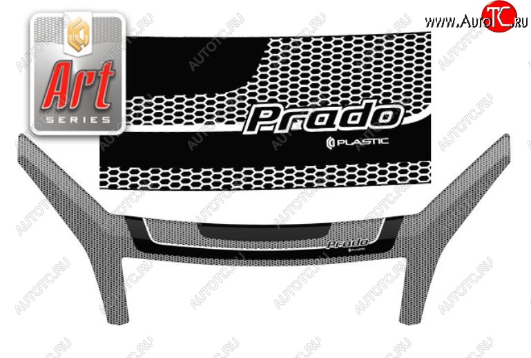3 199 р. Дефлектор капота CA-Plastic exclusive  Toyota Land Cruiser Prado  J120 (2002-2009) (Серия Art графит)  с доставкой в г. Воронеж