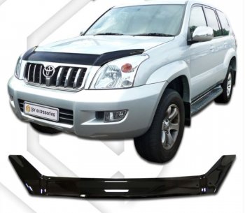 2 199 р. Дефлектор капота CA-Plastic Toyota Land Cruiser Prado J120 (2002-2009) (серия Classic черный, Без надписи)  с доставкой в г. Воронеж. Увеличить фотографию 2