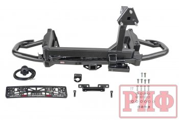 Бампер задний силовой РИФ Toyota Land Cruiser Prado  J120 (2002-2009) (С квадратом под фаркоп и калиткой)