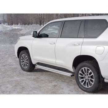 15 999 р. Защита порогов (Ø42 мм, нержавейка) SLITKOFF  Toyota Land Cruiser Prado  J150 (2017-2020) 2-ой рестайлинг  с доставкой в г. Воронеж. Увеличить фотографию 3