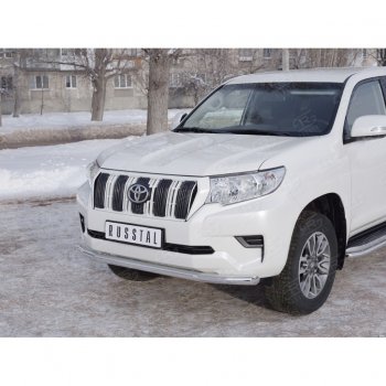 18 399 р. Защита переднего бампера (Ø63 мм, нержавейка) SLITKOFF Toyota Land Cruiser Prado J150 2-ой рестайлинг (2017-2020)  с доставкой в г. Воронеж. Увеличить фотографию 2