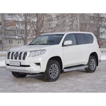 18 399 р. Защита переднего бампера (Ø63 мм, нержавейка) SLITKOFF  Toyota Land Cruiser Prado  J150 (2017-2020) 2-ой рестайлинг  с доставкой в г. Воронеж. Увеличить фотографию 3