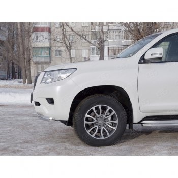 18 399 р. Защита переднего бампера (Ø63 мм, нержавейка) SLITKOFF  Toyota Land Cruiser Prado  J150 (2017-2020) 2-ой рестайлинг  с доставкой в г. Воронеж. Увеличить фотографию 4