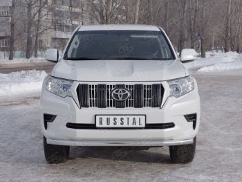 18 399 р. Защита переднего бампера (Ø63 мм, нержавейка) SLITKOFF  Toyota Land Cruiser Prado  J150 (2017-2020) 2-ой рестайлинг  с доставкой в г. Воронеж. Увеличить фотографию 1