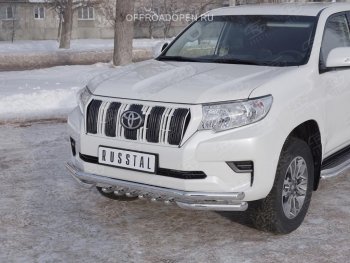 27 999 р. Защита переднего бампера (Ø63 мм c зубами Ø42, нержавейка) SLITKOFF Toyota Land Cruiser Prado J150 2-ой рестайлинг (2017-2020)  с доставкой в г. Воронеж. Увеличить фотографию 2