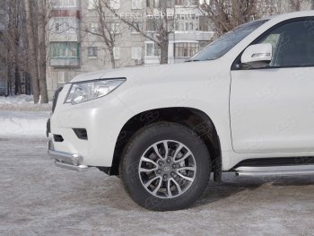 27 999 р. Защита переднего бампера (Ø63 мм c зубами Ø42, нержавейка) SLITKOFF  Toyota Land Cruiser Prado  J150 (2017-2020) 2-ой рестайлинг  с доставкой в г. Воронеж. Увеличить фотографию 1