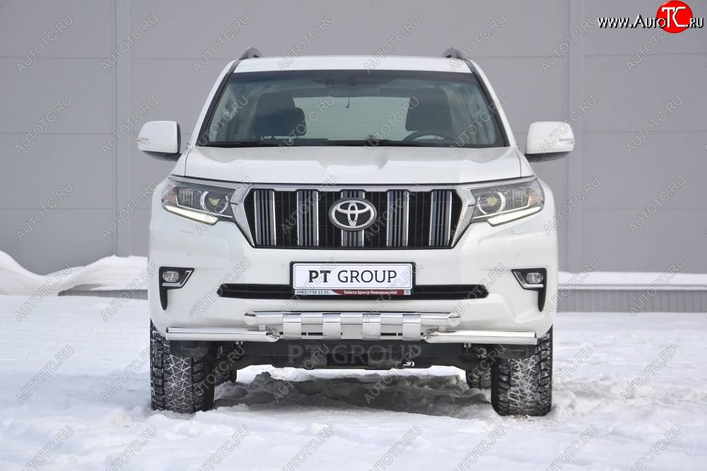 35 299 р. Защита переднего бампера на Petroil Tuning (диаметр 63 и 63)  Toyota Land Cruiser Prado  J150 (2017-2020) 2-ой рестайлинг (Нержавеющая полированная сталь)  с доставкой в г. Воронеж