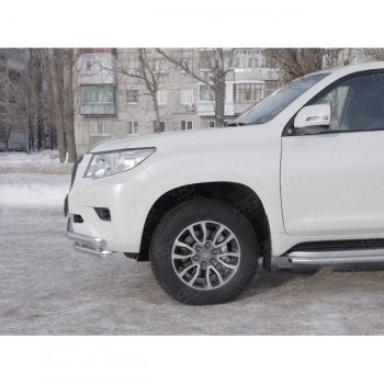 23 899 р. Защита переднего бампера (Ø63 мм с углами, нержавейка) SLITKOFF Toyota Land Cruiser Prado J150 2-ой рестайлинг (2017-2020)  с доставкой в г. Воронеж. Увеличить фотографию 2