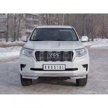 23 899 р. Защита переднего бампера (Ø63 мм с углами, нержавейка) SLITKOFF Toyota Land Cruiser Prado J150 2-ой рестайлинг (2017-2020)  с доставкой в г. Воронеж. Увеличить фотографию 3