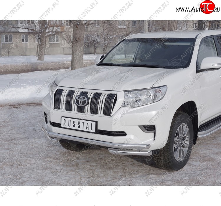 23 899 р. Защита переднего бампера (Ø63 мм с углами, нержавейка) SLITKOFF  Toyota Land Cruiser Prado  J150 (2017-2020) 2-ой рестайлинг  с доставкой в г. Воронеж