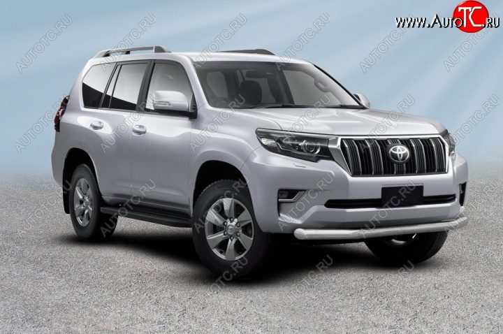 16 349 р. Защита переднего бампера Slitkoff (Ø 76 мм)  Toyota Land Cruiser Prado  J150 (2017-2020) 2-ой рестайлинг (Нержавеющая сталь)  с доставкой в г. Воронеж