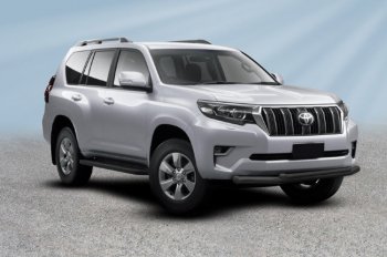 13 499 р. Защита переднего бампера Slitkoff (Ø 76+Ø 57 мм, двойная).  Toyota Land Cruiser Prado  J150 (2017-2020) 2-ой рестайлинг (Сталь с полимерным покрытием. Цвет: черный)  с доставкой в г. Воронеж. Увеличить фотографию 1