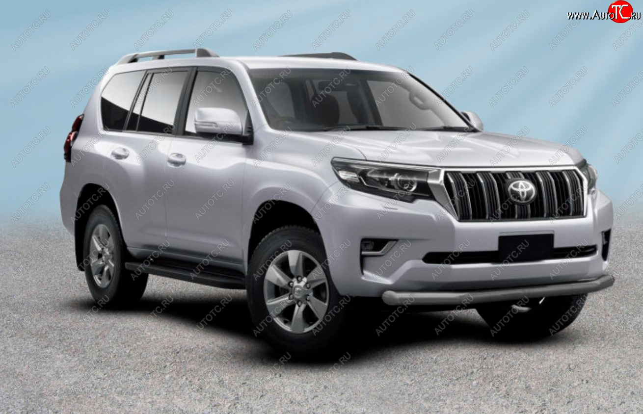 11 299 р. Защита переднего бампера Slitkoff (Ø 76 мм).  Toyota Land Cruiser Prado  J150 (2017-2020) 2-ой рестайлинг (Сталь с полимерным покрытием. Цвет: серебристый)  с доставкой в г. Воронеж