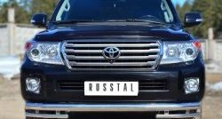 23 799 р. Защита переднего бампера (2 трубы Ø76 и 42 мм, нержавейка) SLITKOFF  Toyota Land Cruiser  200 (2012-2015) 1-ый рестайлинг  с доставкой в г. Воронеж. Увеличить фотографию 4