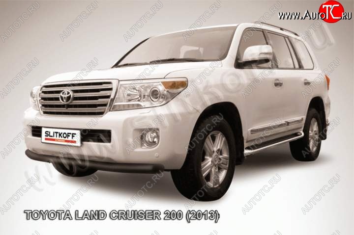 9 999 р. защита переднего бампера Slitkoff Toyota Land Cruiser 200 1-ый рестайлинг (2012-2015) (Цвет: серебристый)  с доставкой в г. Воронеж