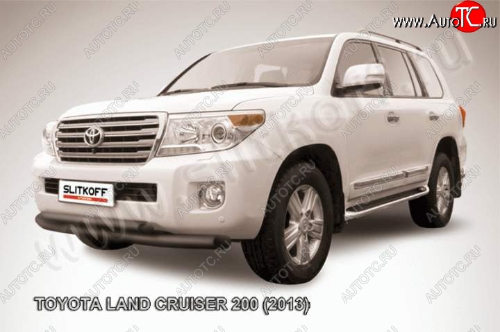 14 949 р. Защита переднего бампер Slitkoff  Toyota Land Cruiser  200 (2012-2015) 1-ый рестайлинг (Цвет: серебристый)  с доставкой в г. Воронеж