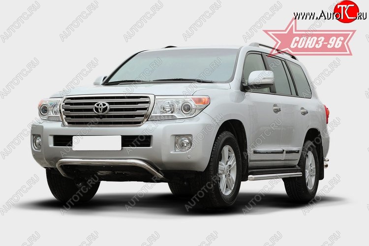 1 043 р. Защита переднего бампера Souz-96 (d60) Toyota Land Cruiser 200 1-ый рестайлинг (2012-2015)  с доставкой в г. Воронеж