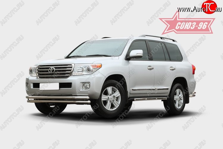 30 554 р. Защита переднего бампера двойная Souz-96 (d60/60).  Toyota Land Cruiser  200 (2012-2015) 1-ый рестайлинг  с доставкой в г. Воронеж