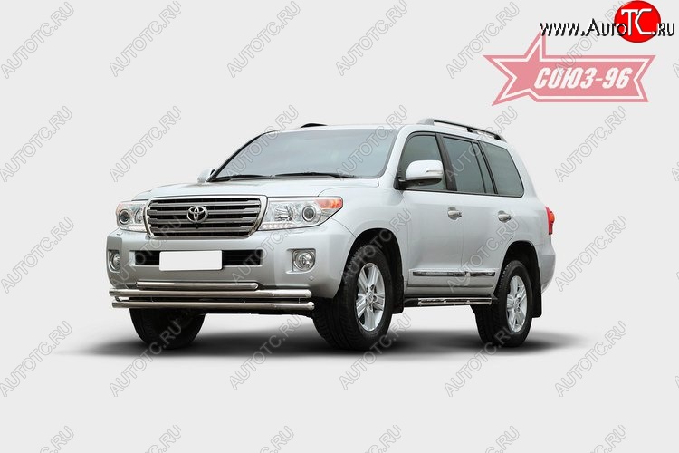 1 169 р. Защита переднего бампера тройная Souz-96 (d60/60/42). Toyota Land Cruiser 200 1-ый рестайлинг (2012-2015)  с доставкой в г. Воронеж