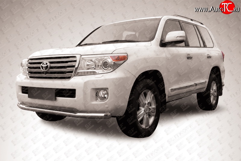 14 099 р. Одинарная защита переднего бампера из трубы диаметром 76 мм Slitkoff Toyota Land Cruiser 200 1-ый рестайлинг (2012-2015) (Цвет: нержавеющая полированная сталь)  с доставкой в г. Воронеж